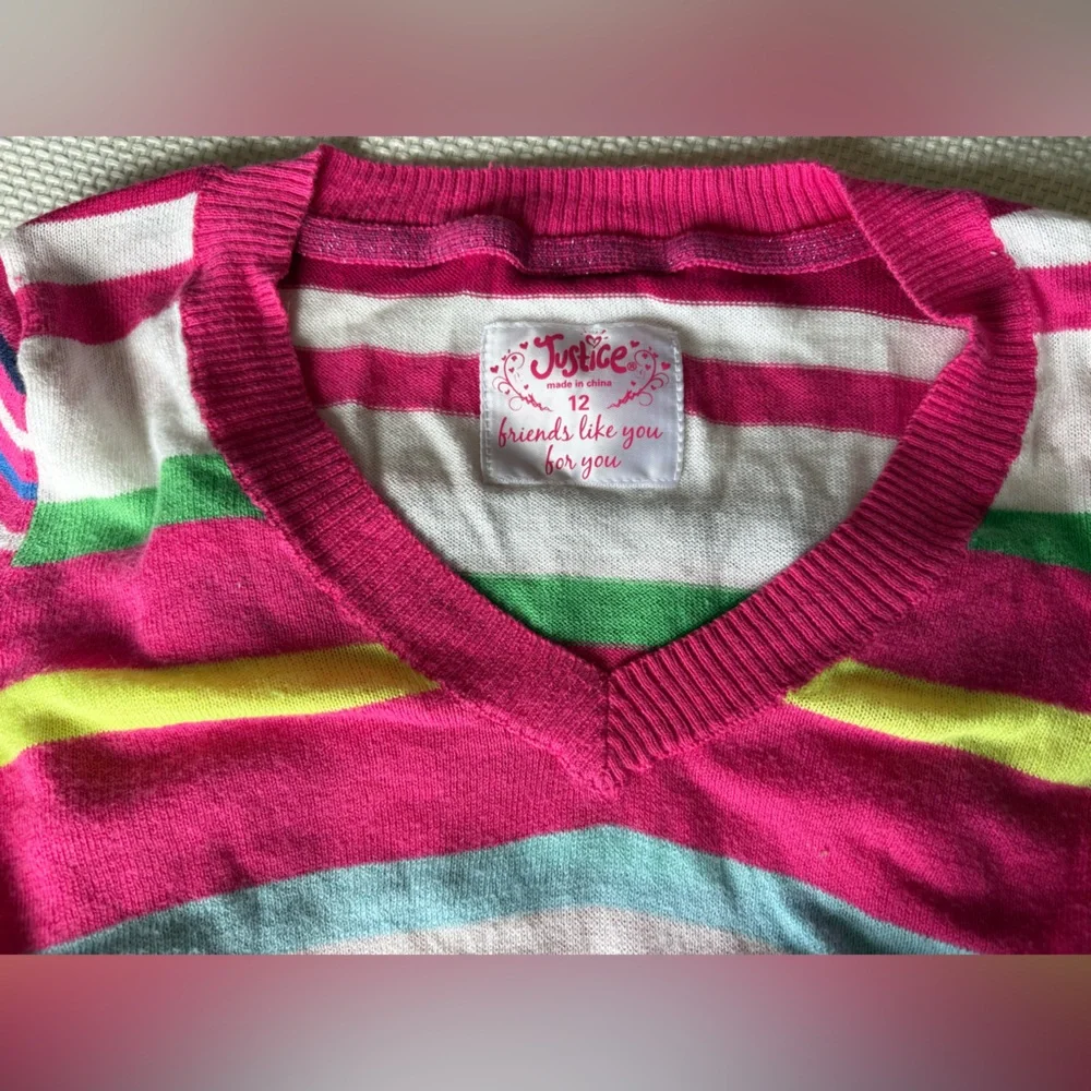 Justice Lot Of 3 Girls Long Sleeve Tops Size 10/12 Children’s Place Strip